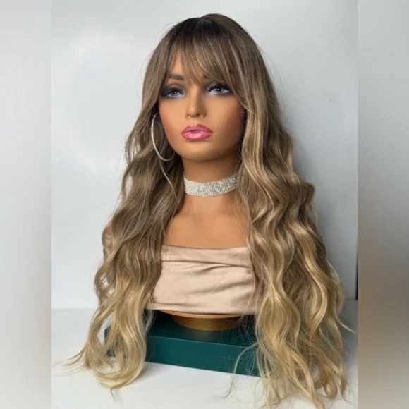 Balayage Dark Roots Blonde Wavy Long Wig - Realistic Look - Picture 2 of 8